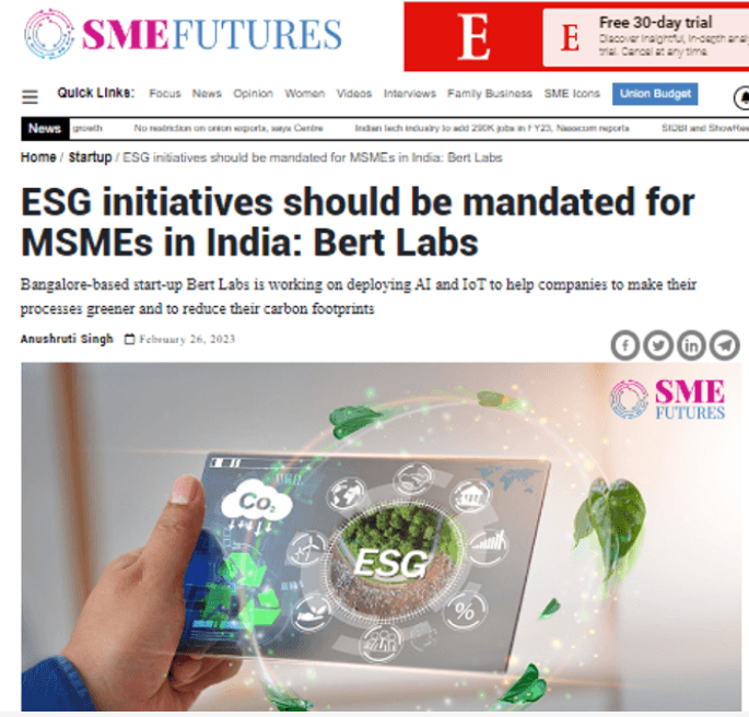 ESG initiatives should be mandated for MSMEs in India: Bert Labs