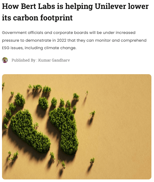 How Bert Labs is helping Unilever lower its carbon footprint