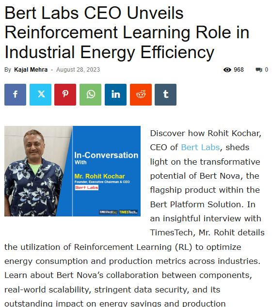 Bert Labs CEO Unveils RL Role in Industrial Energy Efficiency