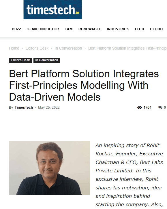 Bert Platform Solution integrates first principles modelling with data-driven models